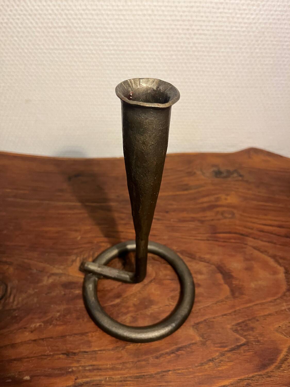 Handmade brutalist cast iron candle holder