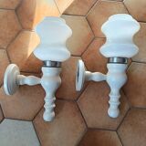 Opaline wall light and painted wood.