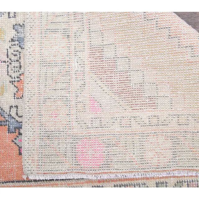 Vintage Turkish Hand-Knotted Wool Cotton Orange Runner 90x272