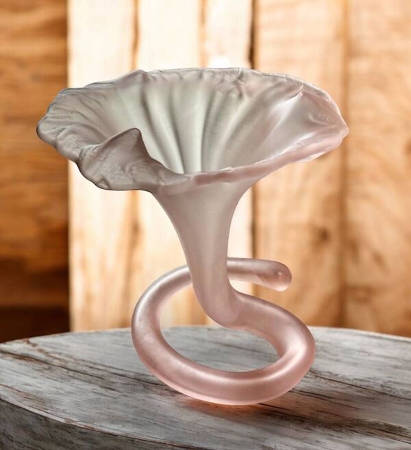 Magnifique Vase Art déco Daum en Pâte de Cristal grisé Rose Fleur de C