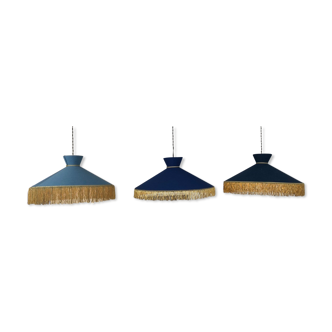 Series of 3 suspensions in chambray and golden thread