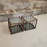 Two rattan and smoked glass tables, 1970