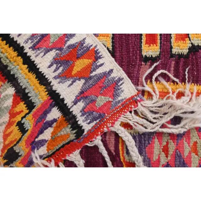 1970s Vintage Turkish Hand-Knotted Wool Cotton Orange Runner Rug 102x330