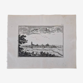 Gravure sur cuivre XVIIème siècle  "Oudenarde"  Par Sébastien de Pontault de Beaulieu (1612-1674)