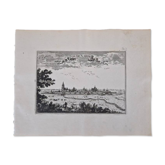 Gravure sur cuivre XVIIème siècle  "Oudenarde"  Par Sébastien de Pontault de Beaulieu (1612-1674)