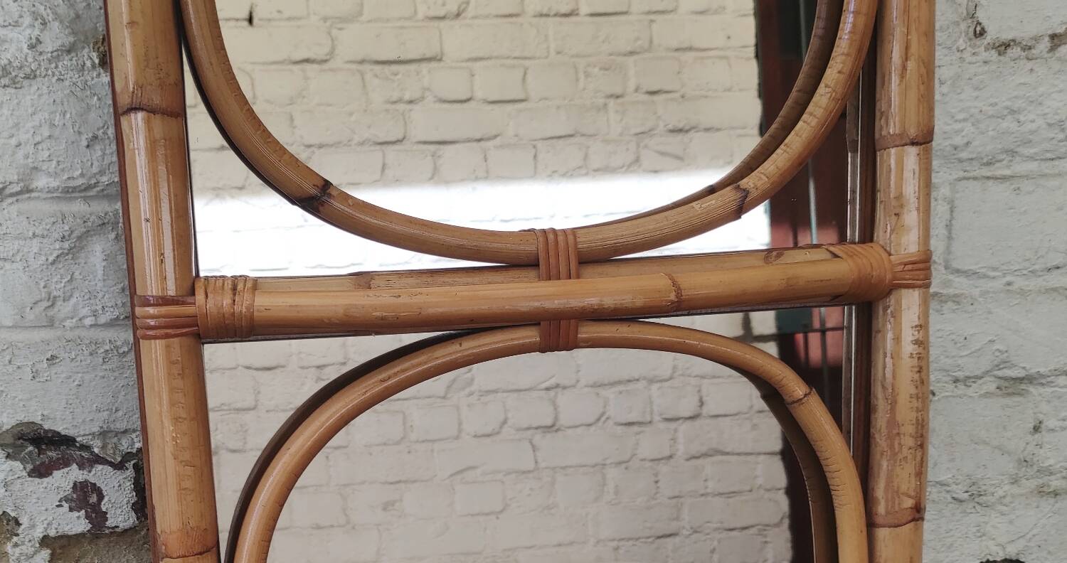 Large rattan mirror from the 70s