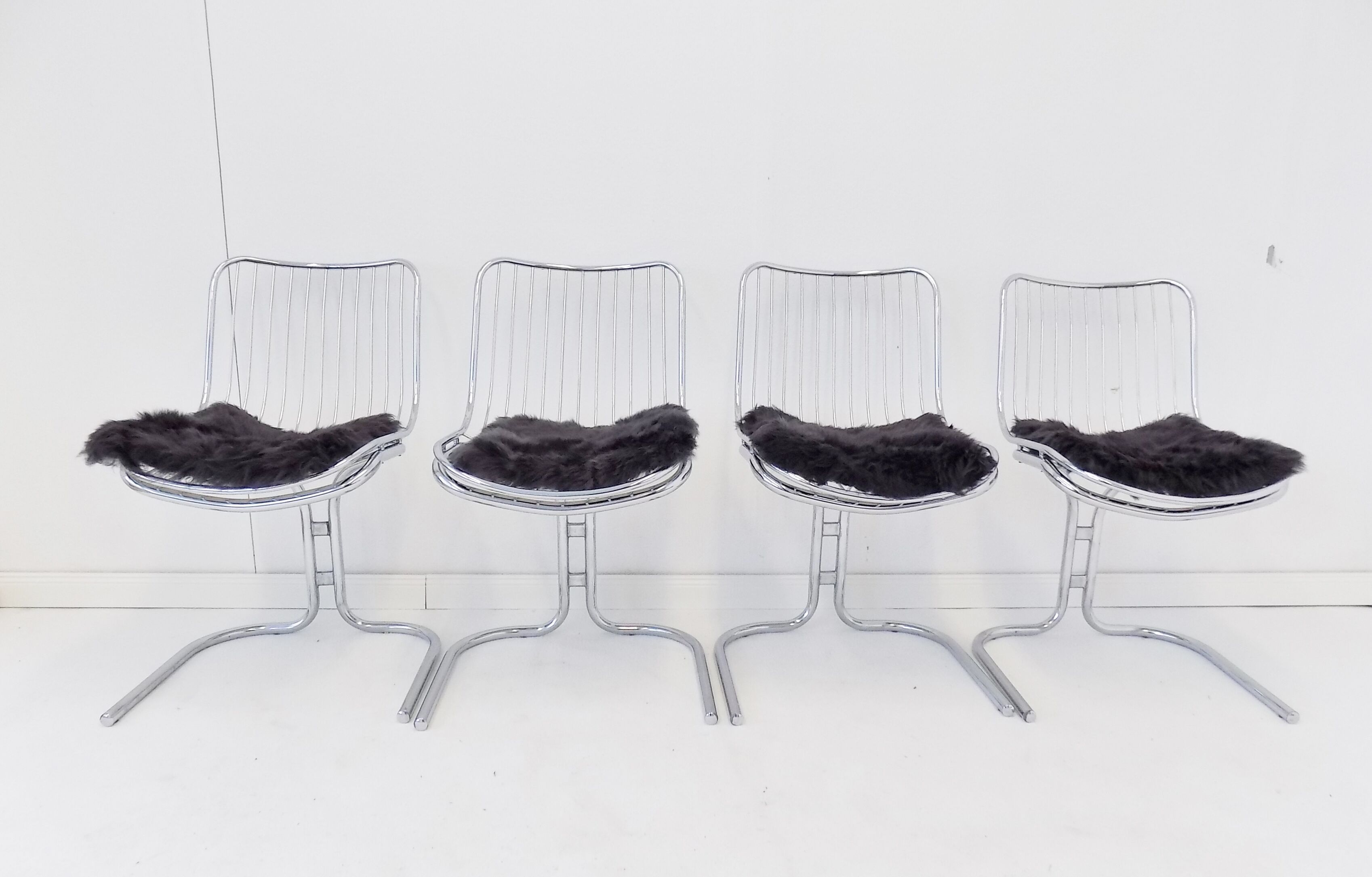 Rima set of 4 Radiofreccia chrome chairs by Gastone Rinaldi