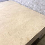 Large square inlay travertin coffee table