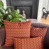 Burgundy and orange Kachin cushion cover (RIDA)