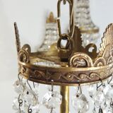 Antique crystal chandelier with 2 wall sconces – Vintage milk pendant