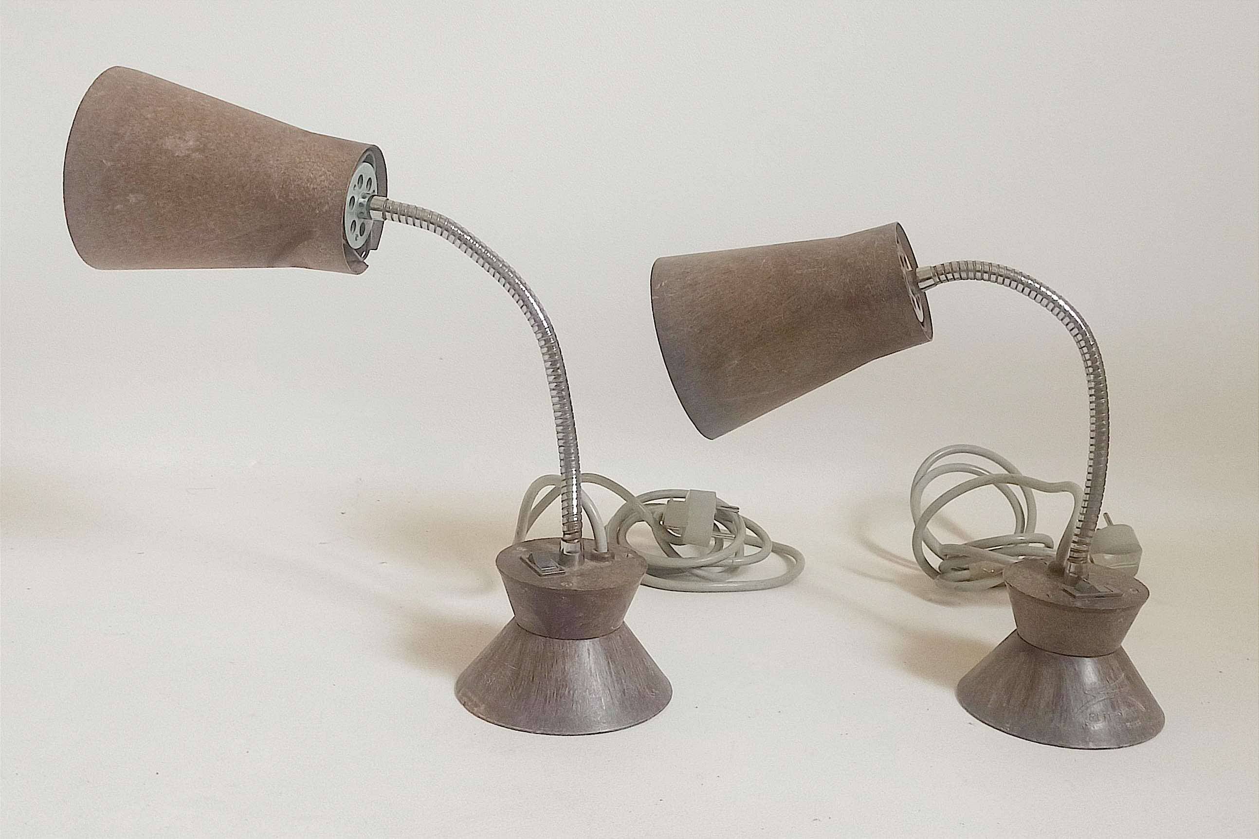 Pair of Armelec industrial articulated lamps from the 1950s