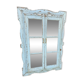 Art Deco mirror in Burmese teak
