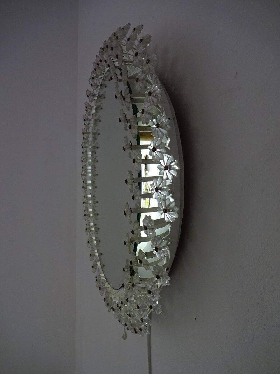 Austrian Illuminated Flower Mirror, 1960s