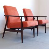 1960 Henryk Lis mid century armchair in rusty orange