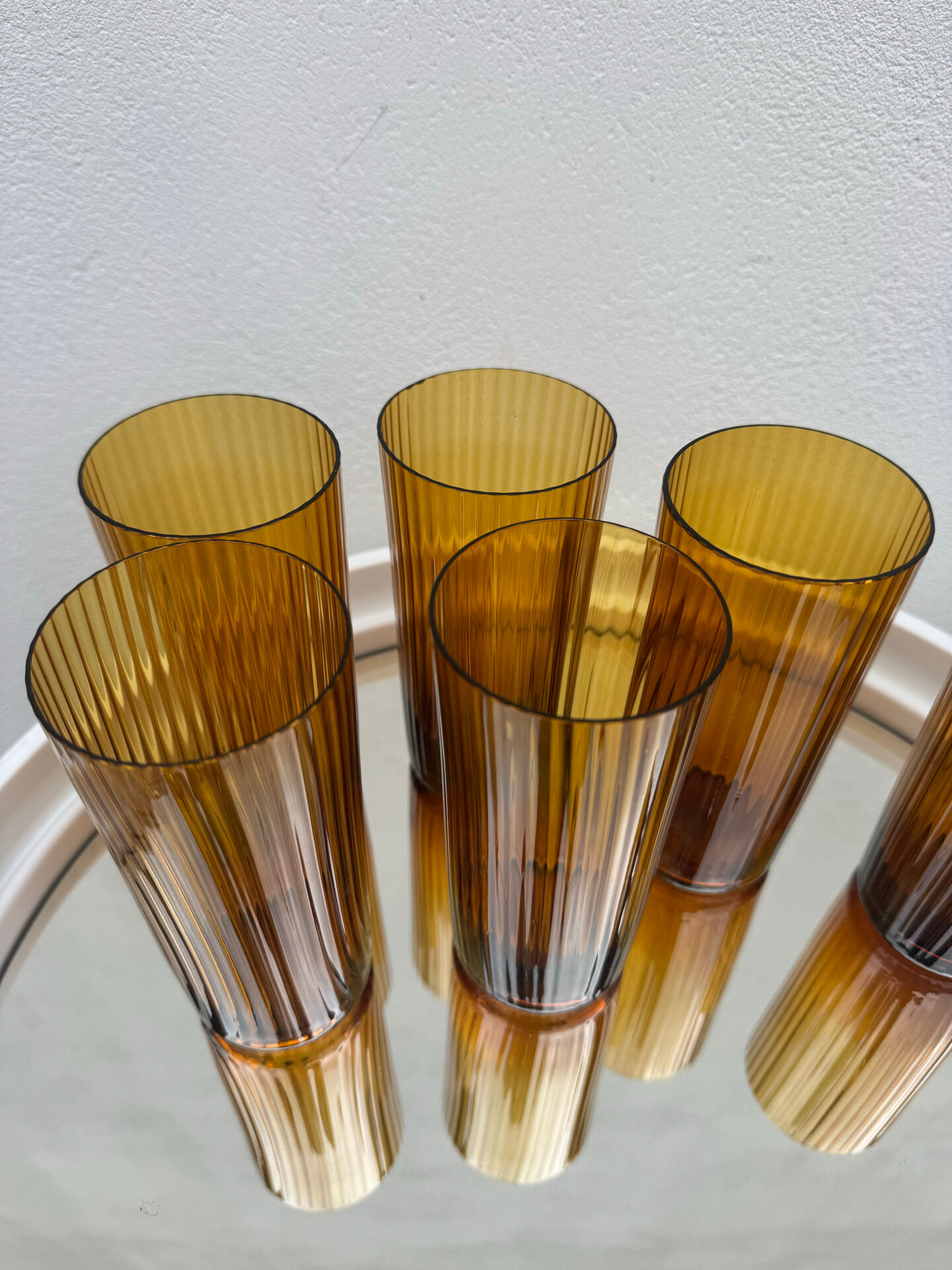 Verres ambrés soufflés années 60