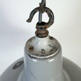 Industrial British Grey Enamel Factory Pendant Lamp, 1960s
