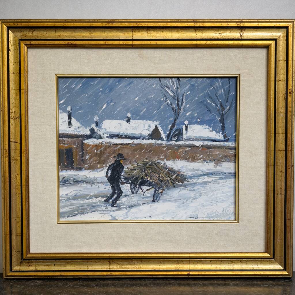 André Poirson (20th century) – Animated winter scene – Oil on canvas