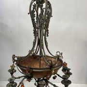 Napoleon III chandelier in bronze and alabaster with eight light arms, 19th century.