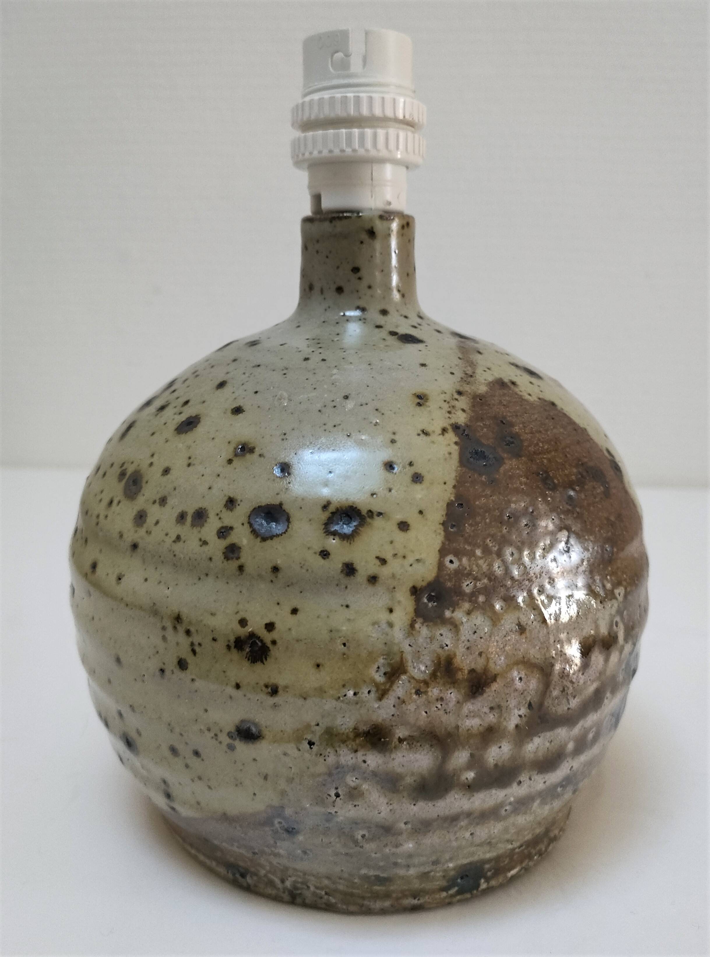 Gustave Tiffoche pyrite enamelled sandstone ball lamp base