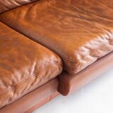 Vintage three-seater leather sofa. Edition by Roche Bobois. France, 70s-80s