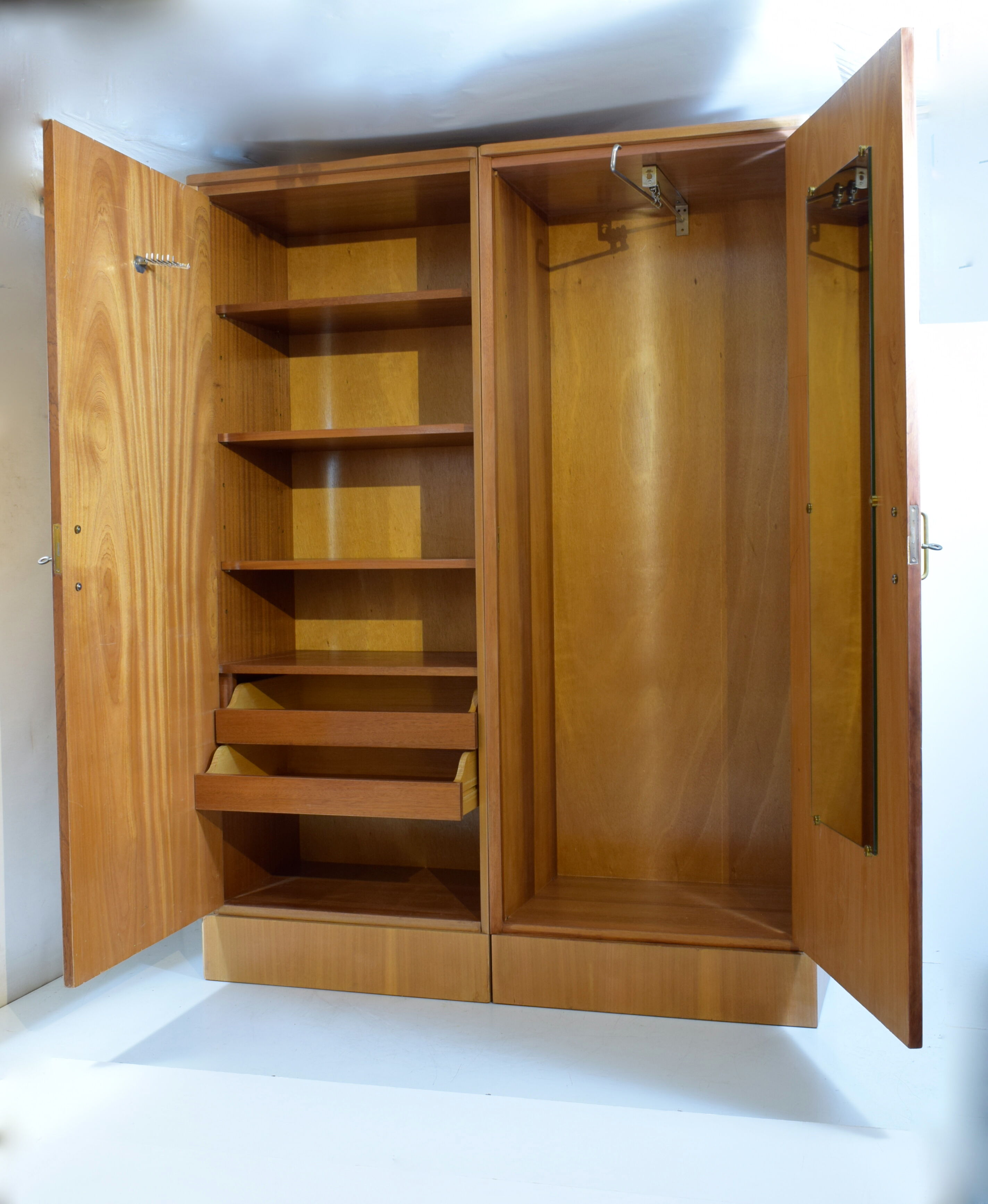 Parisian wardrobe in natural blond mahogany from the 1960s