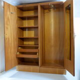 Parisian wardrobe in natural blond mahogany from the 1960s