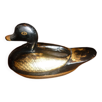 Black and gold wooden duck