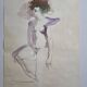 Original watercolor graphite sketch "the erotic dream" signed by Macel Charles Gaichet