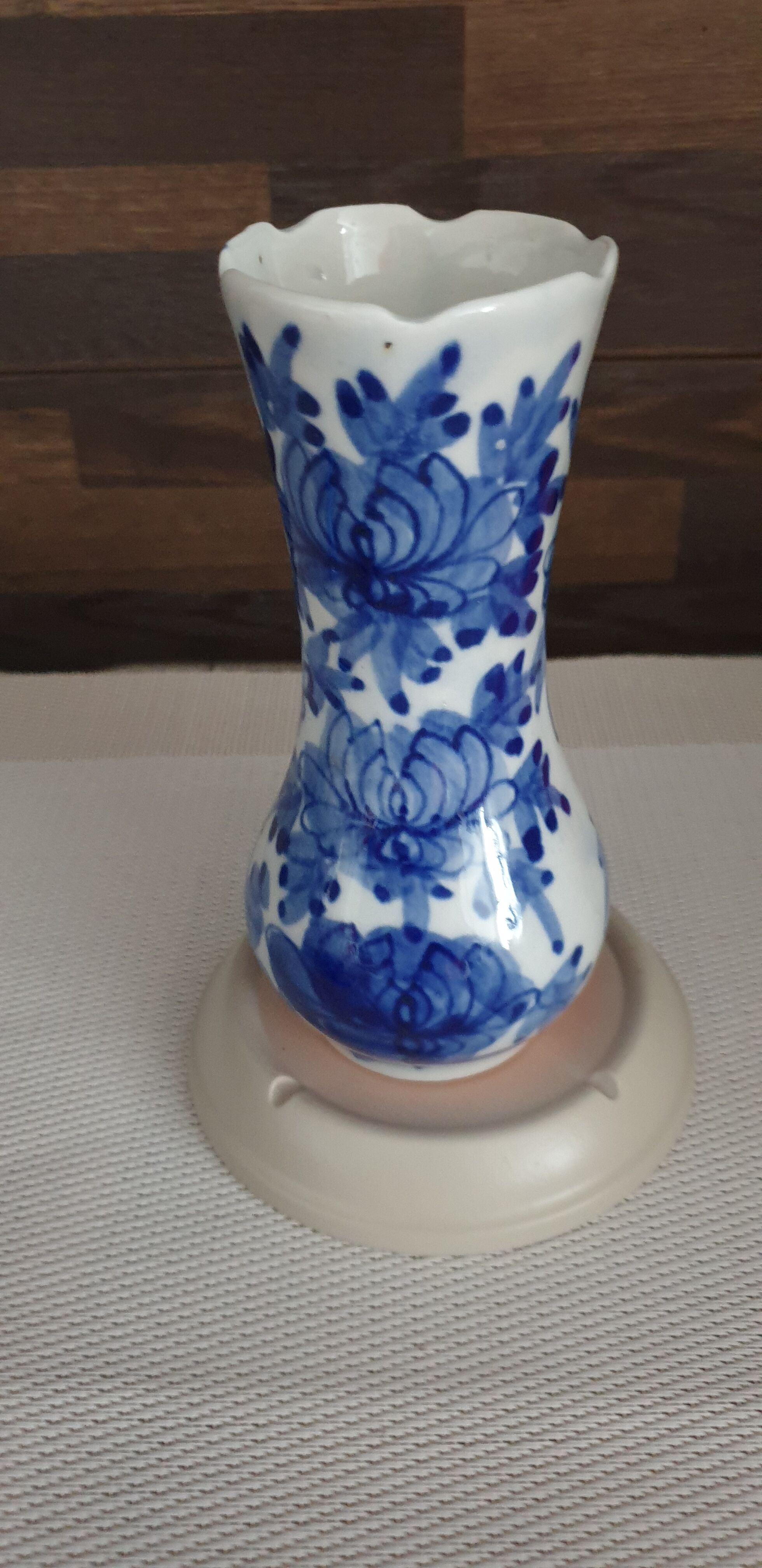 Vintage vase flower blue white h.15.5cm
