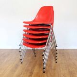 Set of 4 fiberglass chairs stella 1970
