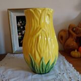 Barbotine vase with sunflower decor