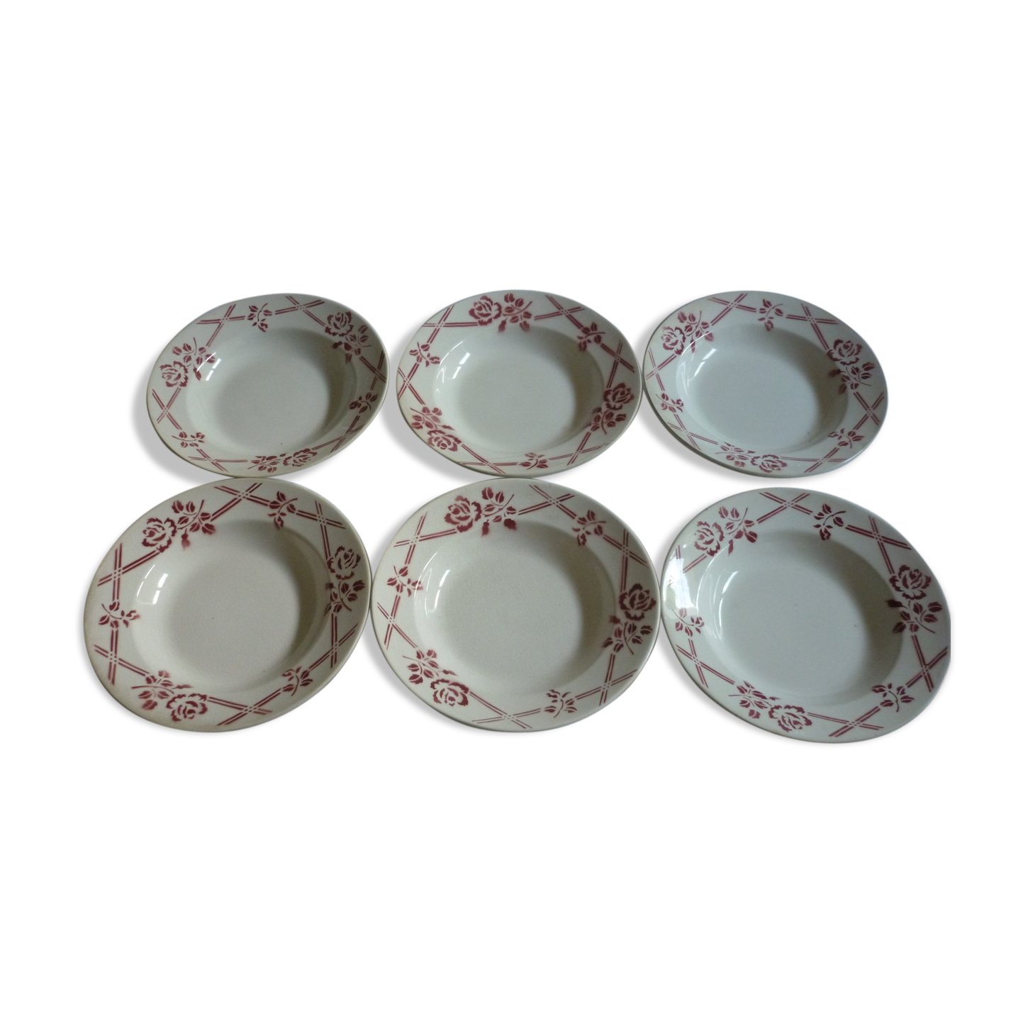 6 plates hollow earthenware vintage wolves mill