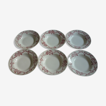 6 assiettes creuses faience vintage moulin des loups