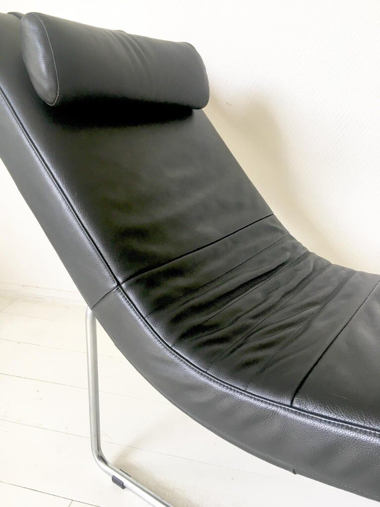 Black leather adjustable lounge chair by Rolf Benz, Basix series