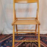 Set of 4 folding chairs in varnished wood