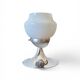 Vintage globe lamp in white opaline glass and chrome metal.