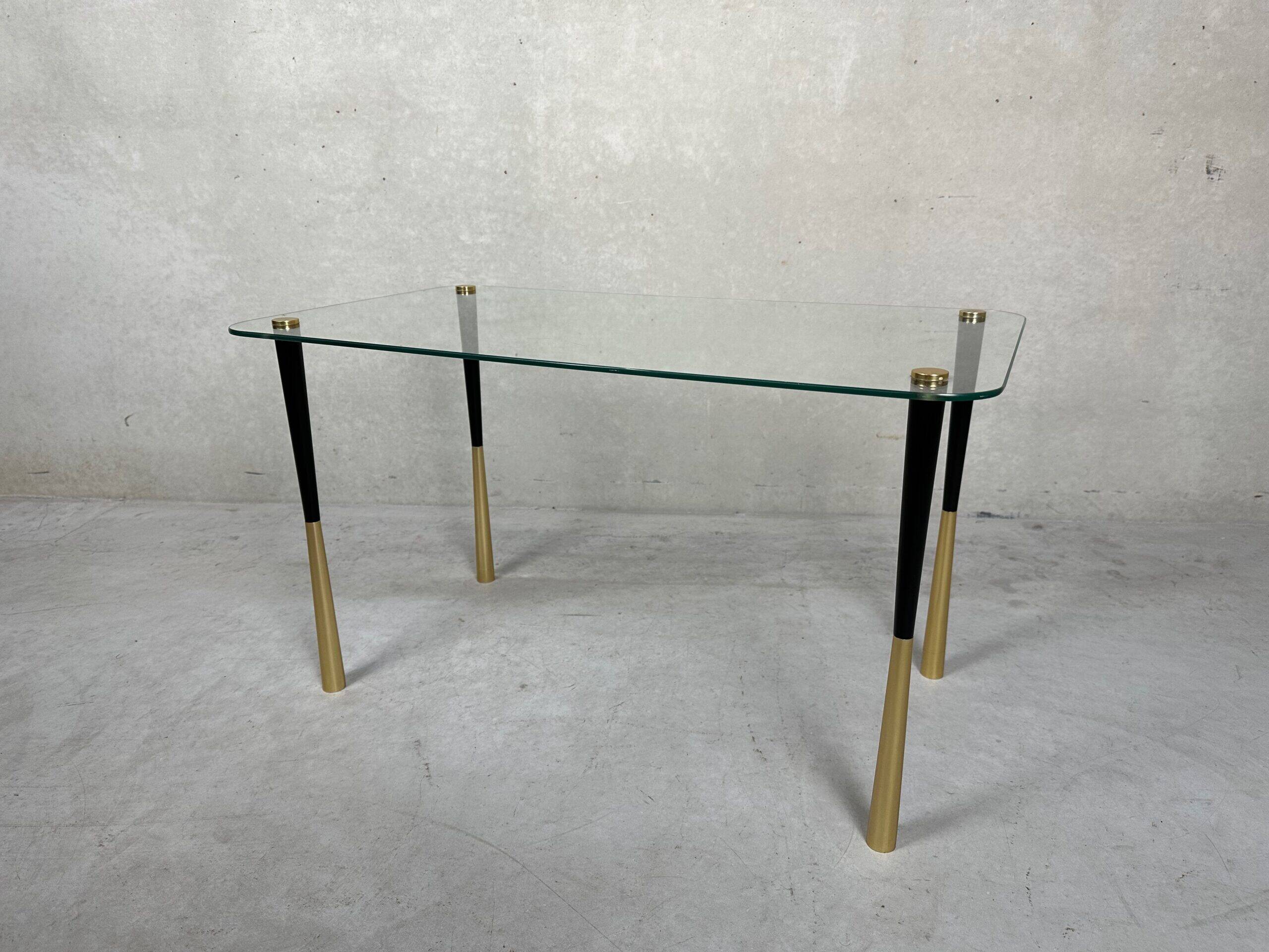 Vintage side table glass and metal