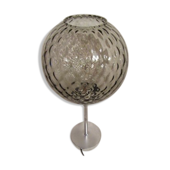 Lamp smoked glass - foot metal 1960