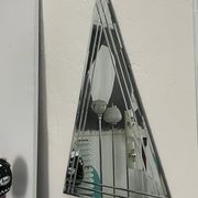 Vintage Big Triangular Wall Mounted Mirror with Beveled Decoration