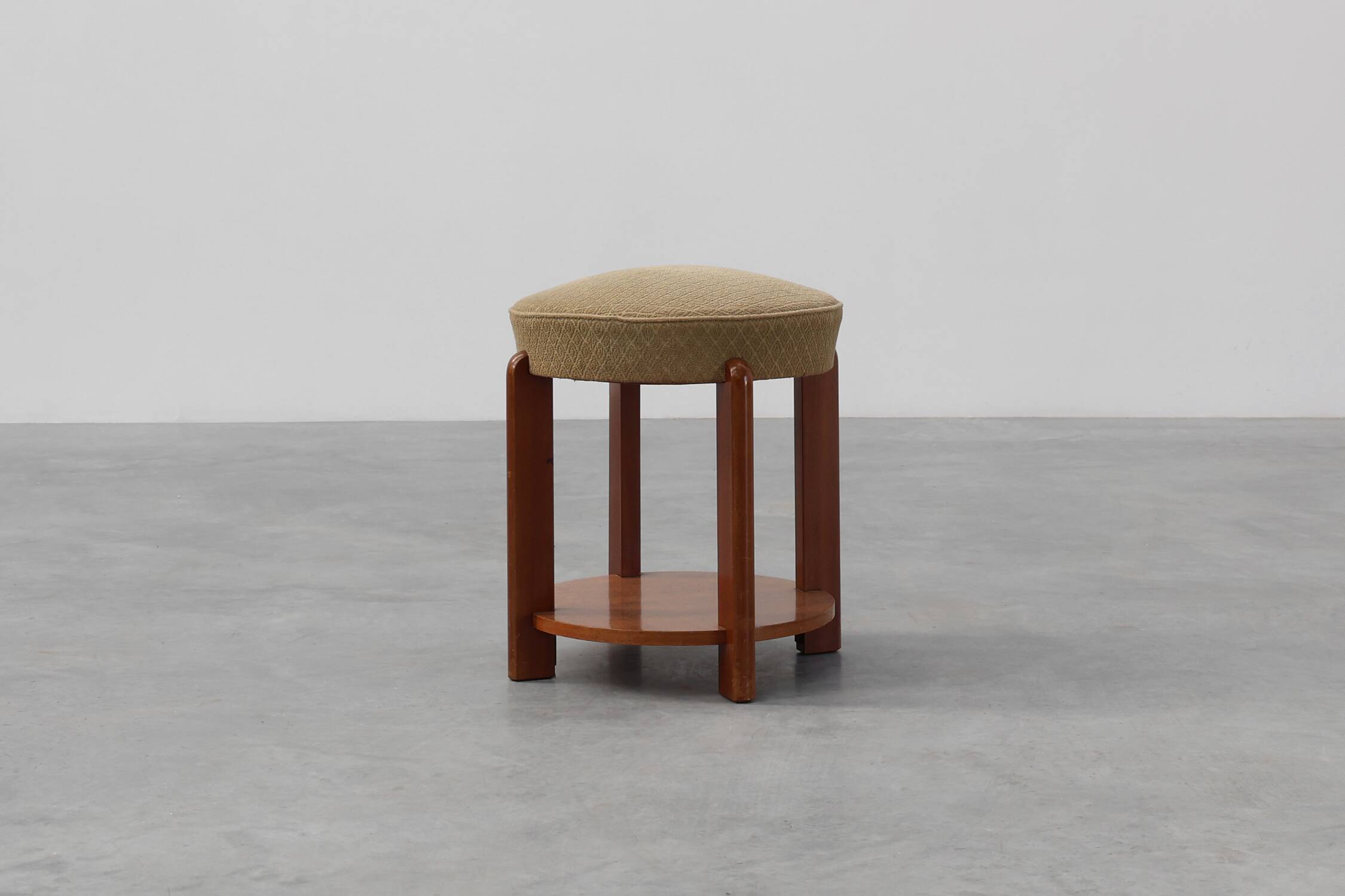 Art Deco stool in wood with original fabric, France ca. 1920