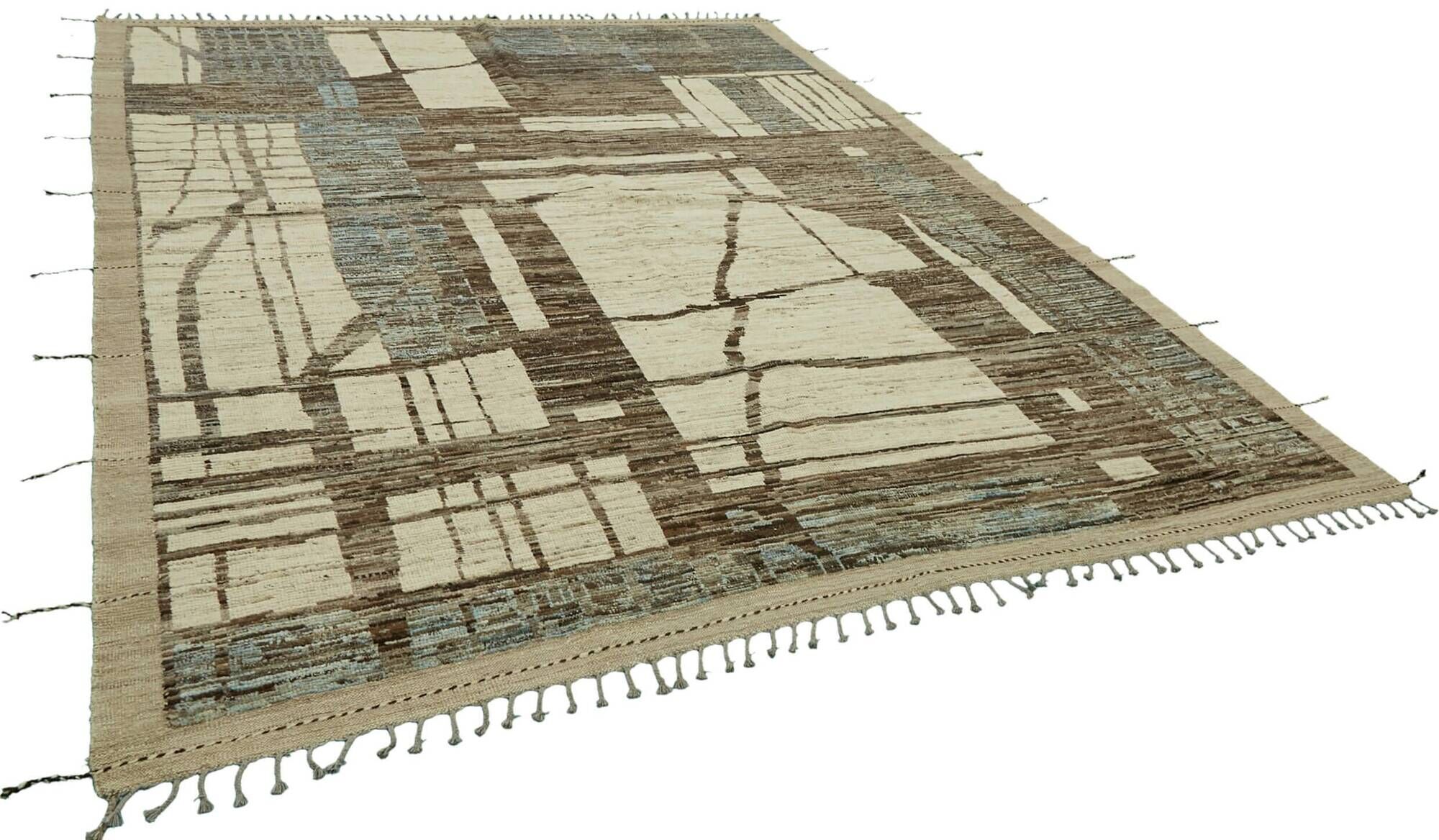 Hand-Knotted Tribal Unique 276 cm x 362 cm Beige Wool Carpet