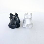 Black And White Scottish Terrier Dog Ceramic Salt And Pepper Shakers