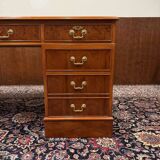 Classic English Desk with Brown Leather