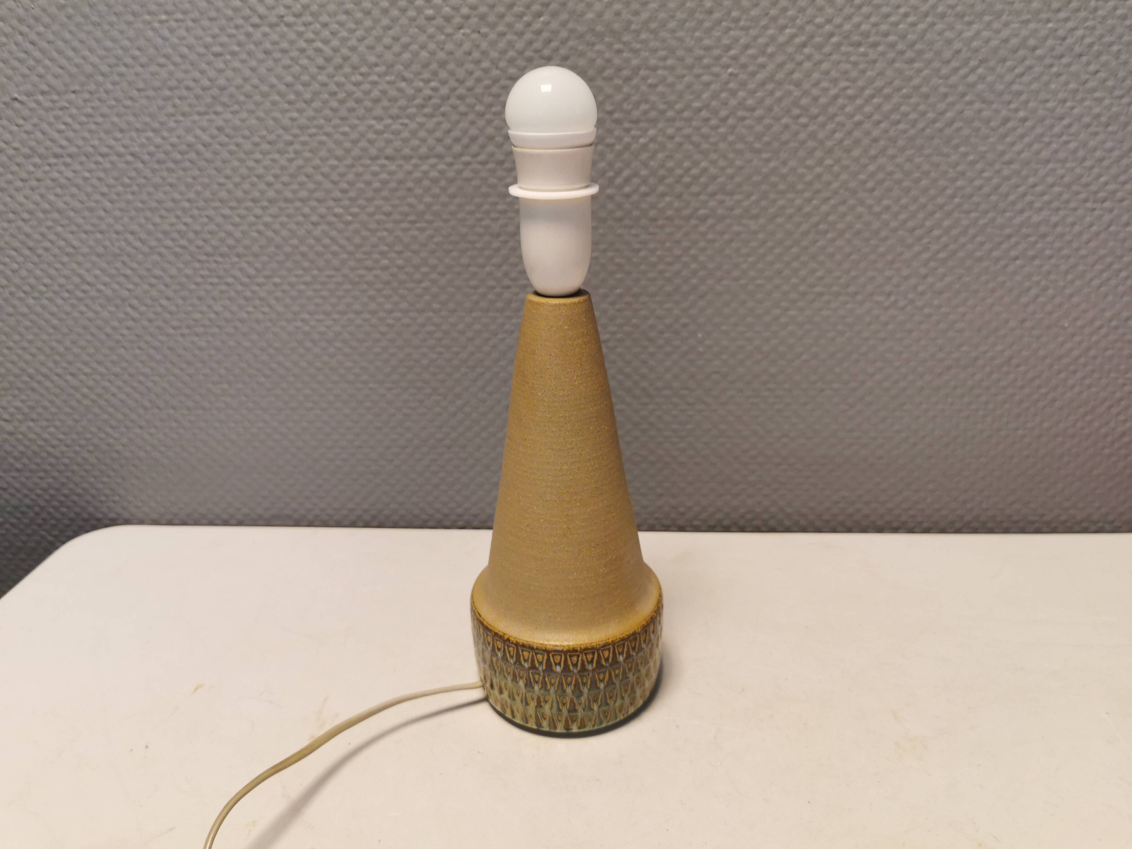 Handmade Beautiful partially glazed table lamp from Danish Søholm Ceramics, 1970s.