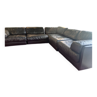 Canapé modulable De Sede DS-76 vintage (5 modules / cuir noir)