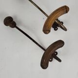 2 wooden & metal coat hooks 1900