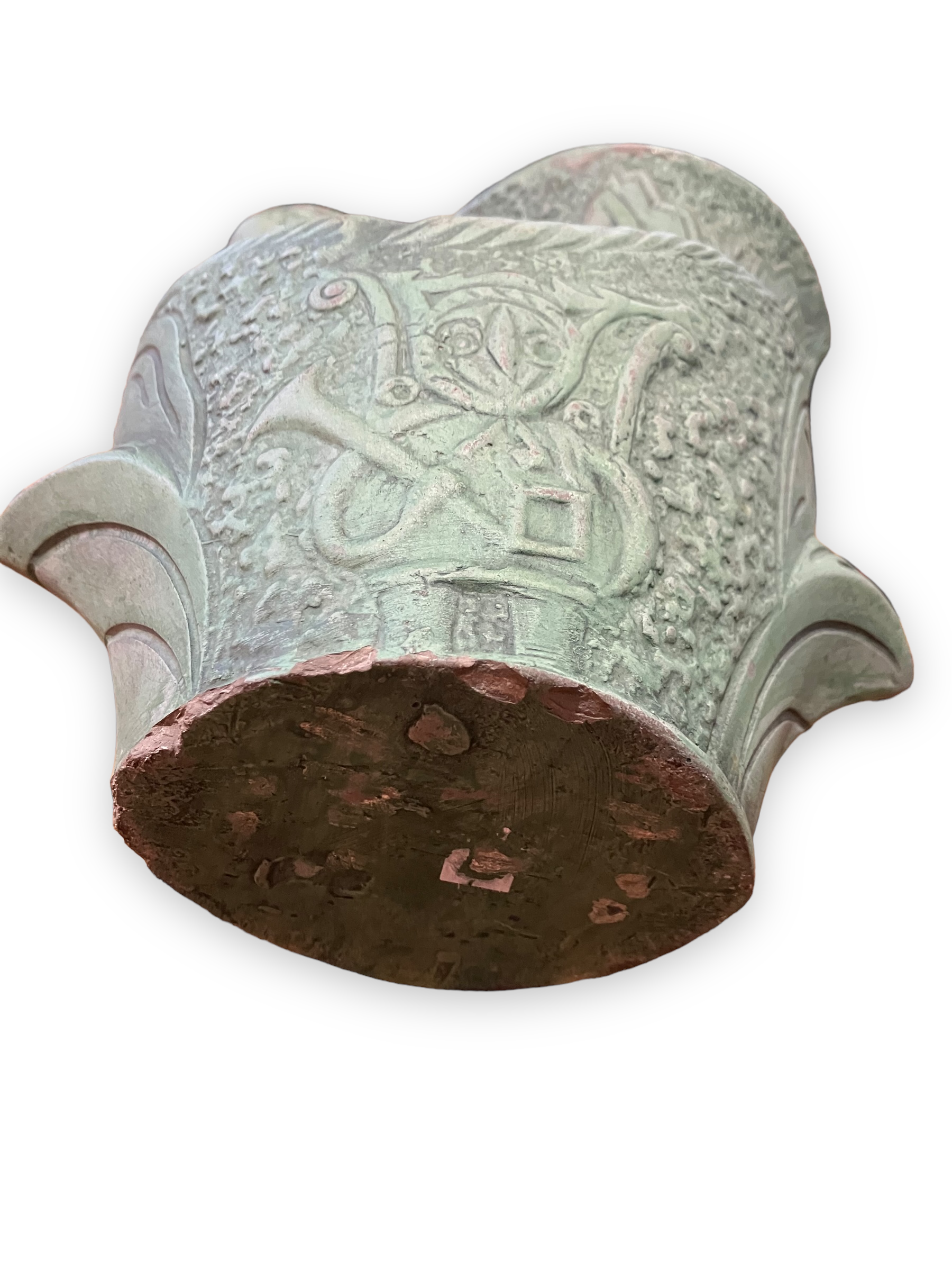 Ethnic anthropomorphic vase in patinated terracotta