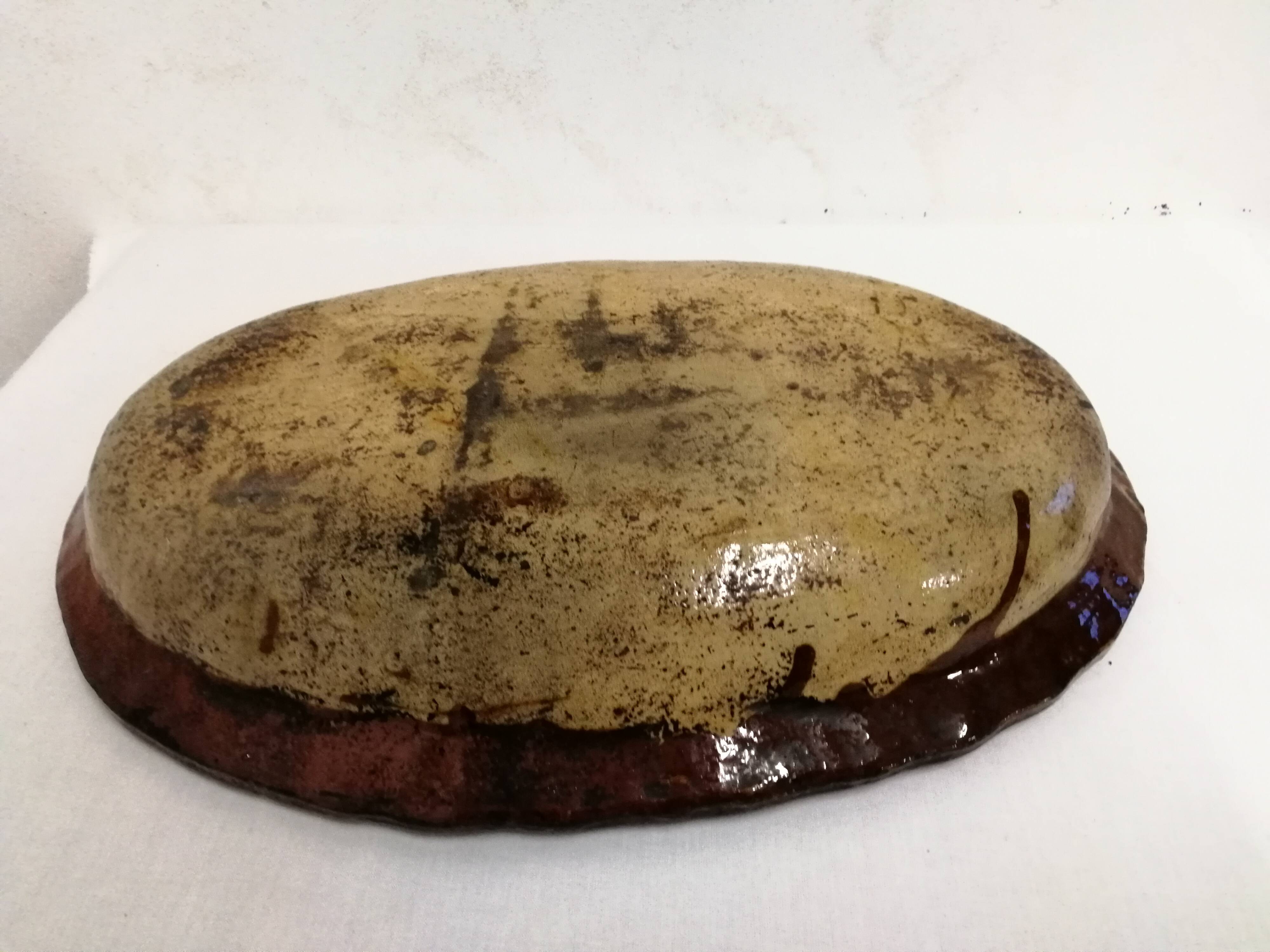 Old Dish In glazed gadrooned terracotta