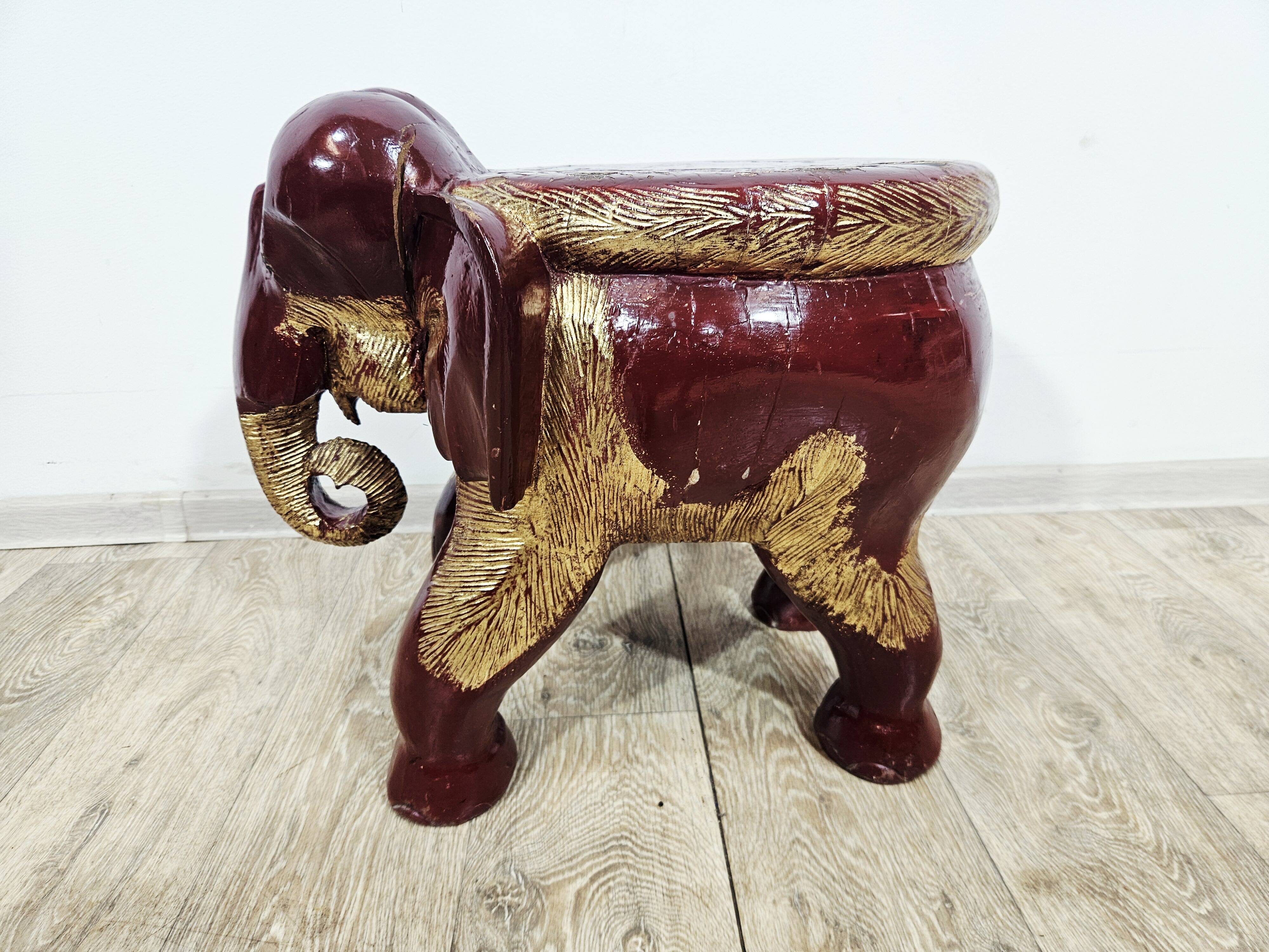 Antique elephant xl side stool / 19th century / unique boho chic piece.