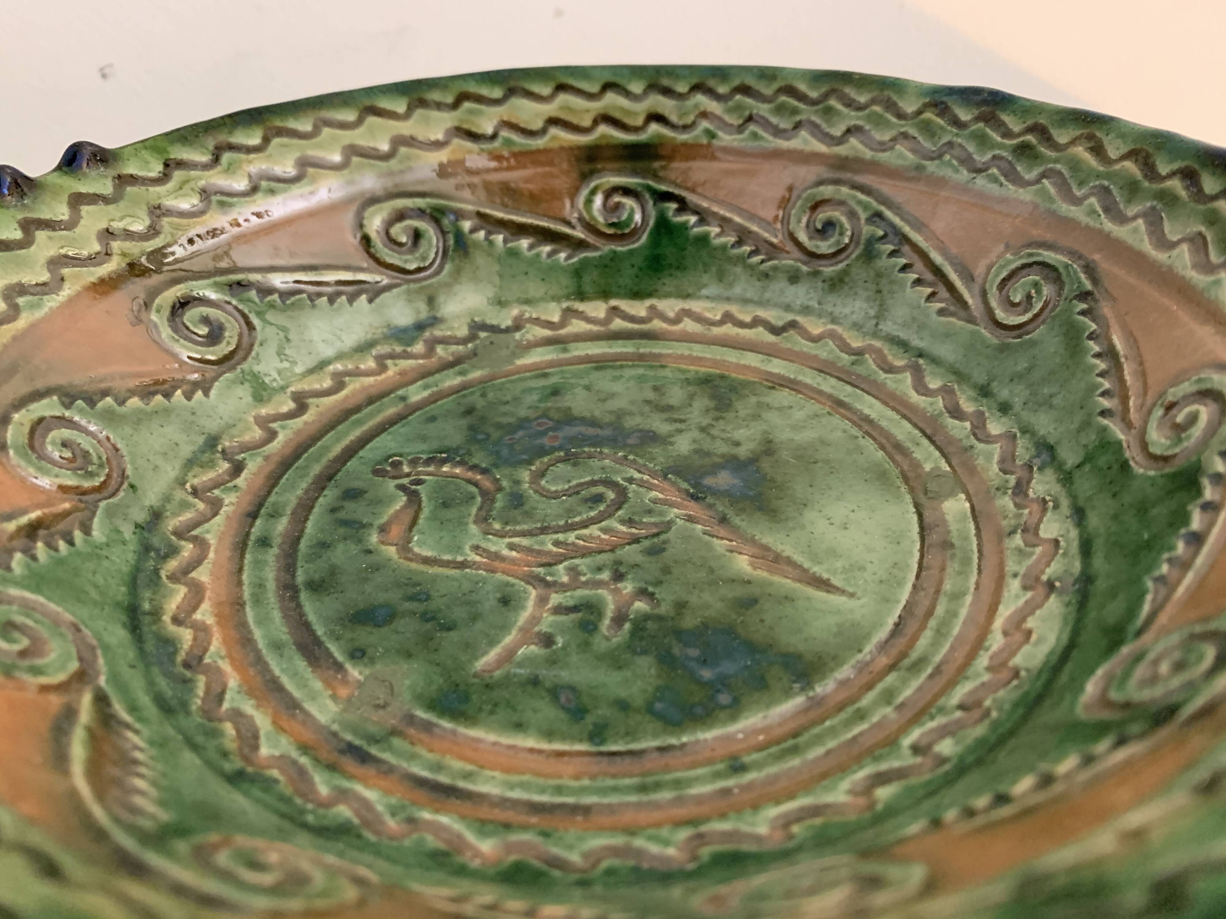 Tito Ubeda Spanish green ceramic fruit cup